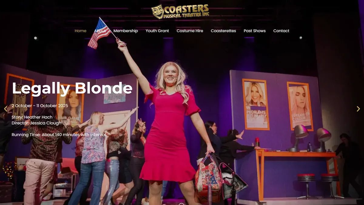 Coasters Musical Theatre website, designed by VF Digital