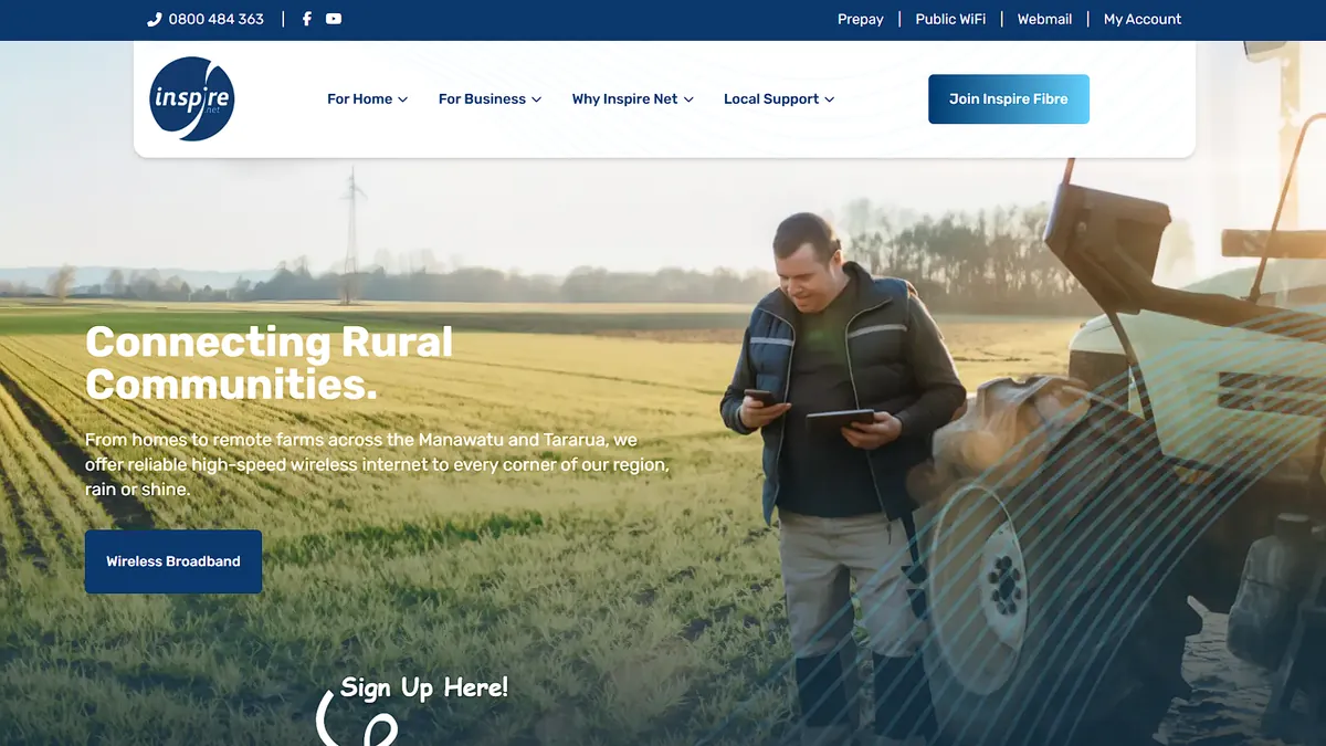 Inspire Net website, designed by VF Digital