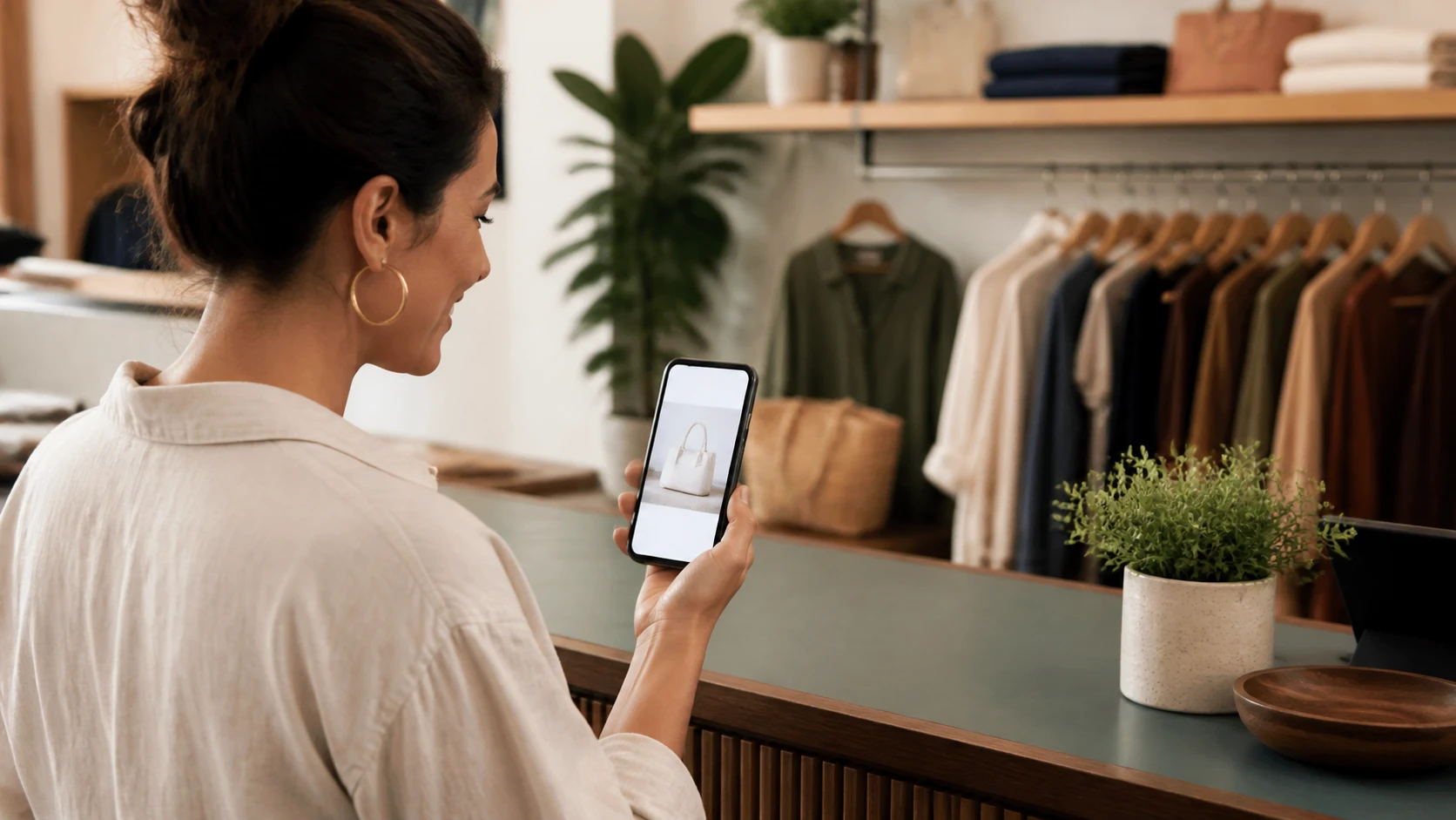 Shop owner reviewing fast-loading product page on smartphone